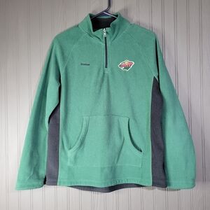 Reebok NHL Minnesota Wild Quarter Zip Fleece Pullover Shirt Green Youth Large